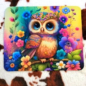 Owl Floral Computer Non Slip Custom Mouse Pad Handmade